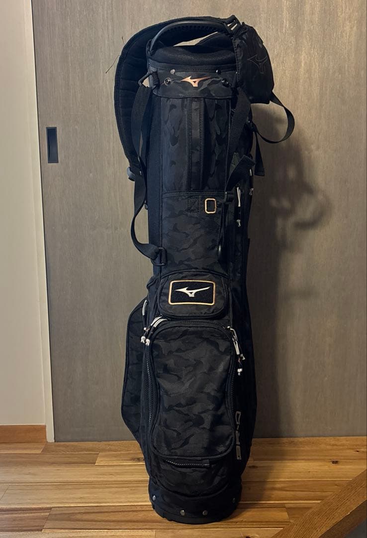ミズノ　キャディバッグ　スタンド式　黒迷彩柄