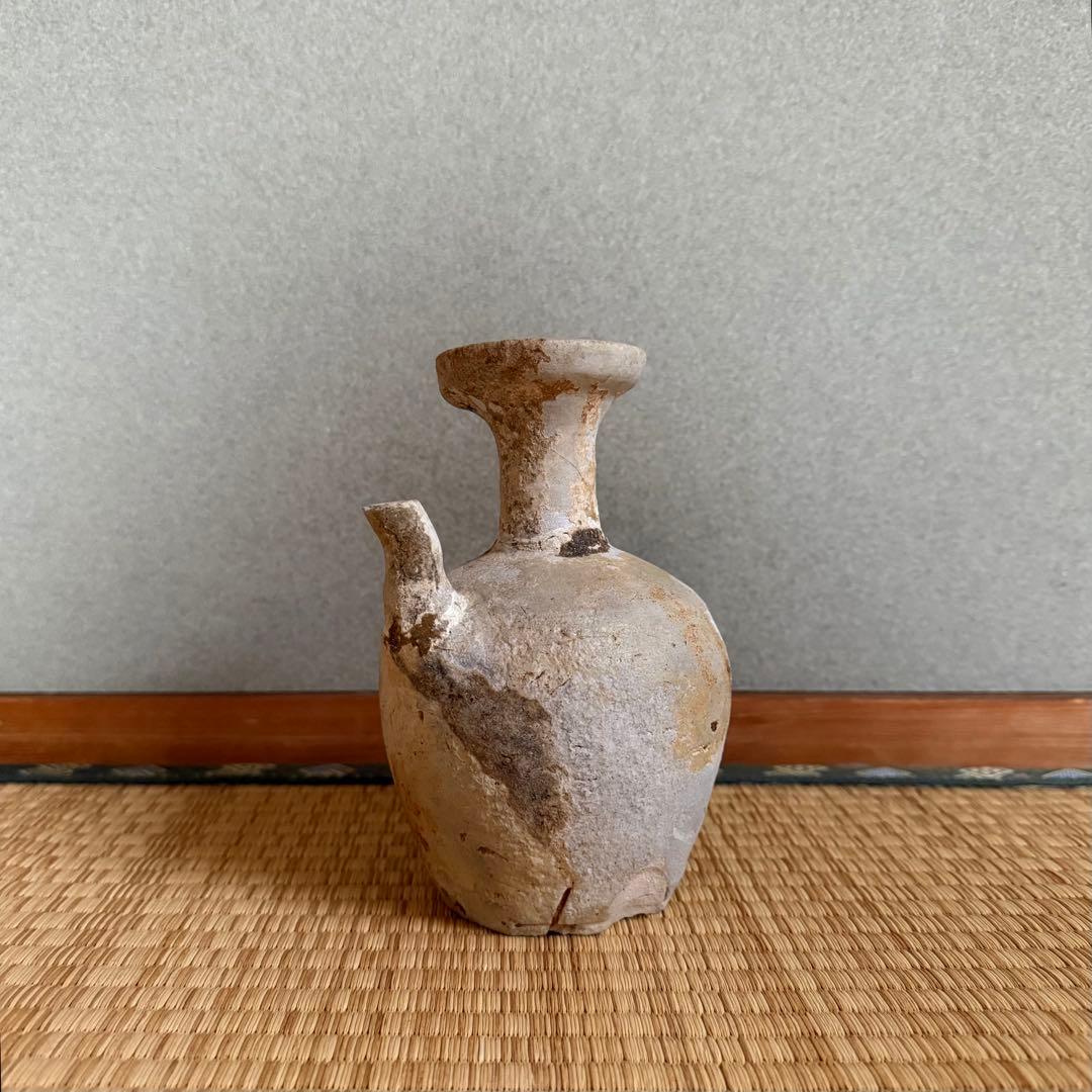 古瀬戸 初期水瓶 水差 水滴 鎌倉時代 花瓶 猿投 古常滑 古美術 骨董 無傷