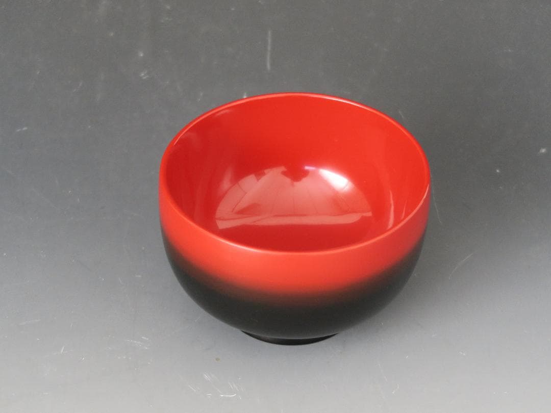 【輪島塗】ぼかし塗 汁椀 内朱塗 一客 天然木 共箱