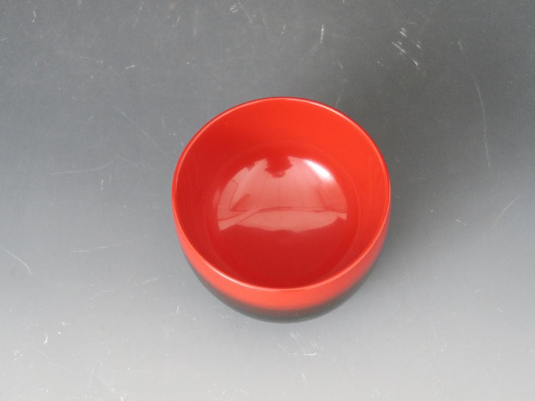 【輪島塗】ぼかし塗 汁椀 内朱塗 一客 天然木 共箱