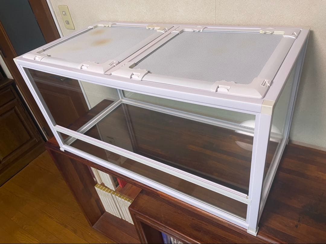 爬虫類　ケージ 90 45 ガラス・金属製　メッシュフタ付き