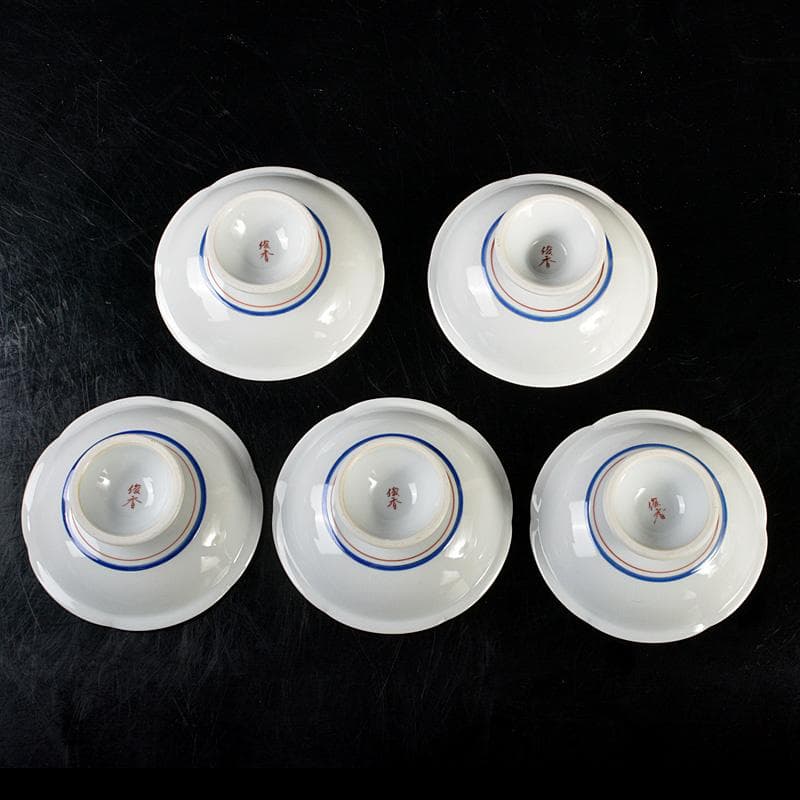 九谷焼　後上俊香(俊子)作　色絵　銘々皿　5客　共箱　M　R6010