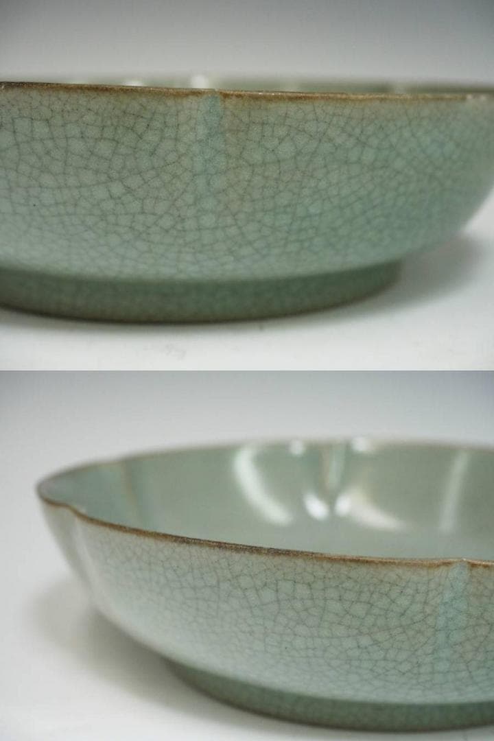 中国美術 宋 汝窯 青磁皿 青磁筆洗 幅18cm 箱付 中国古玩 c21112