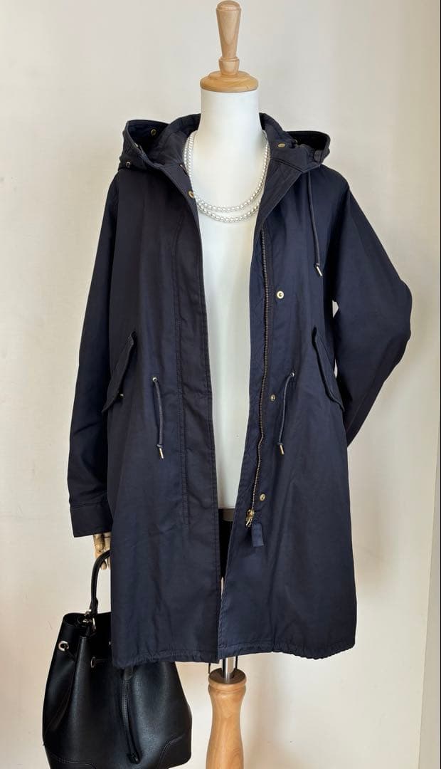 【即購入OK！】IENAイエナ　ネイビーモッズコート リアルファー＆ライナー付