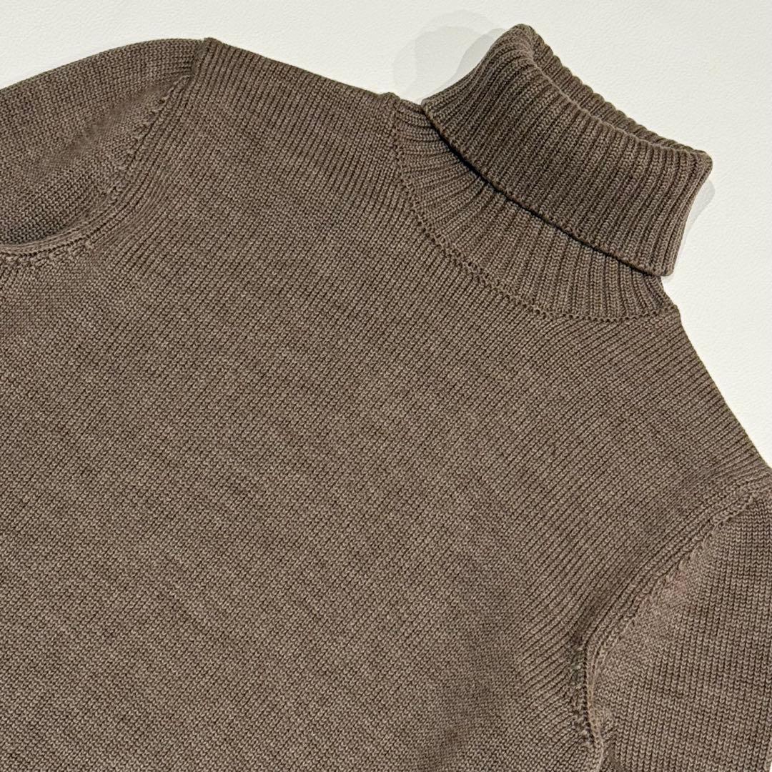 極美品 ザノーネ タートルネックニット 5ゲージ ブラウン 46