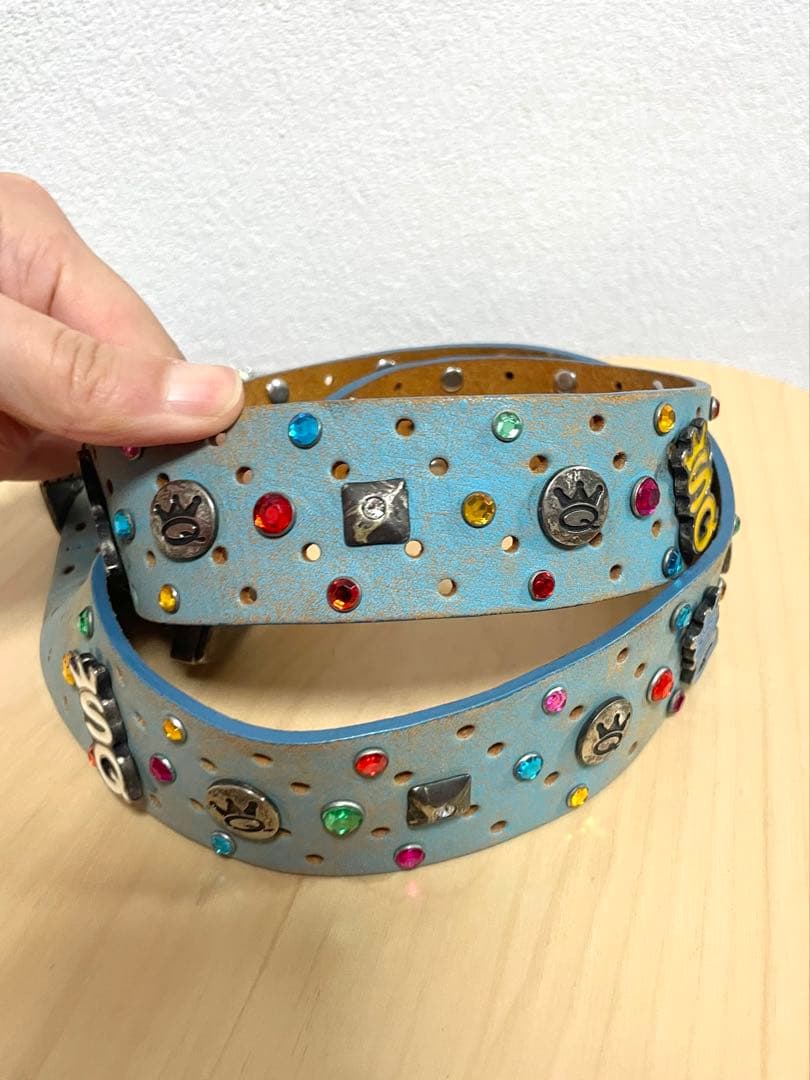 SAVE THE QUEEN ダイヤレザー水色ベルト　y2k 平成ギャル