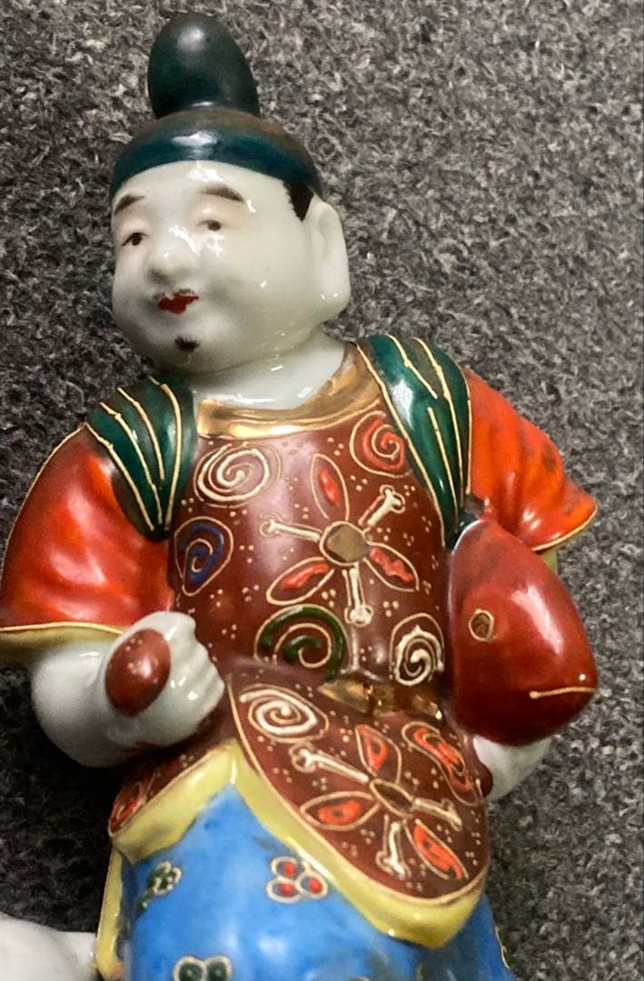 完全ジャンク品 九谷 えびす大黒 遊戯像