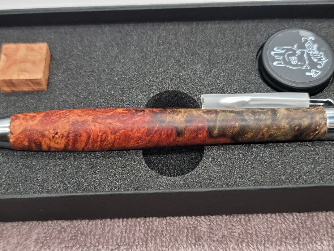 新品　こぶた工房　極上花梨瘤　赤青　シャープペンシル0.5ミリ