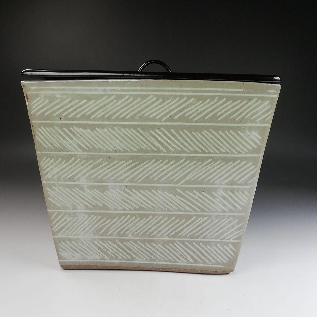 Ｔ８６５　水指　『玄々斎好　三島　角』『福森比路志』『塗師　木村表恵』　共箱