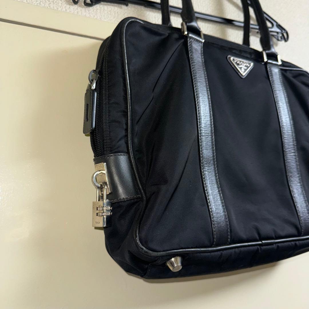 PRADA プラダ ビジネスバッグ ナイロン×サフィアーノ レザー ブラック 黒