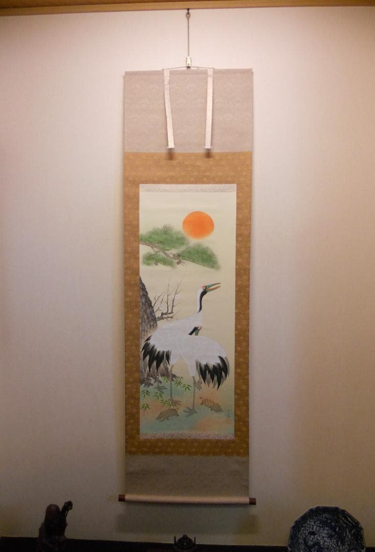 掛け軸 大泉 松竹梅鶴亀 絹本 希少 軸装 茶道具 掛軸 美品 です。