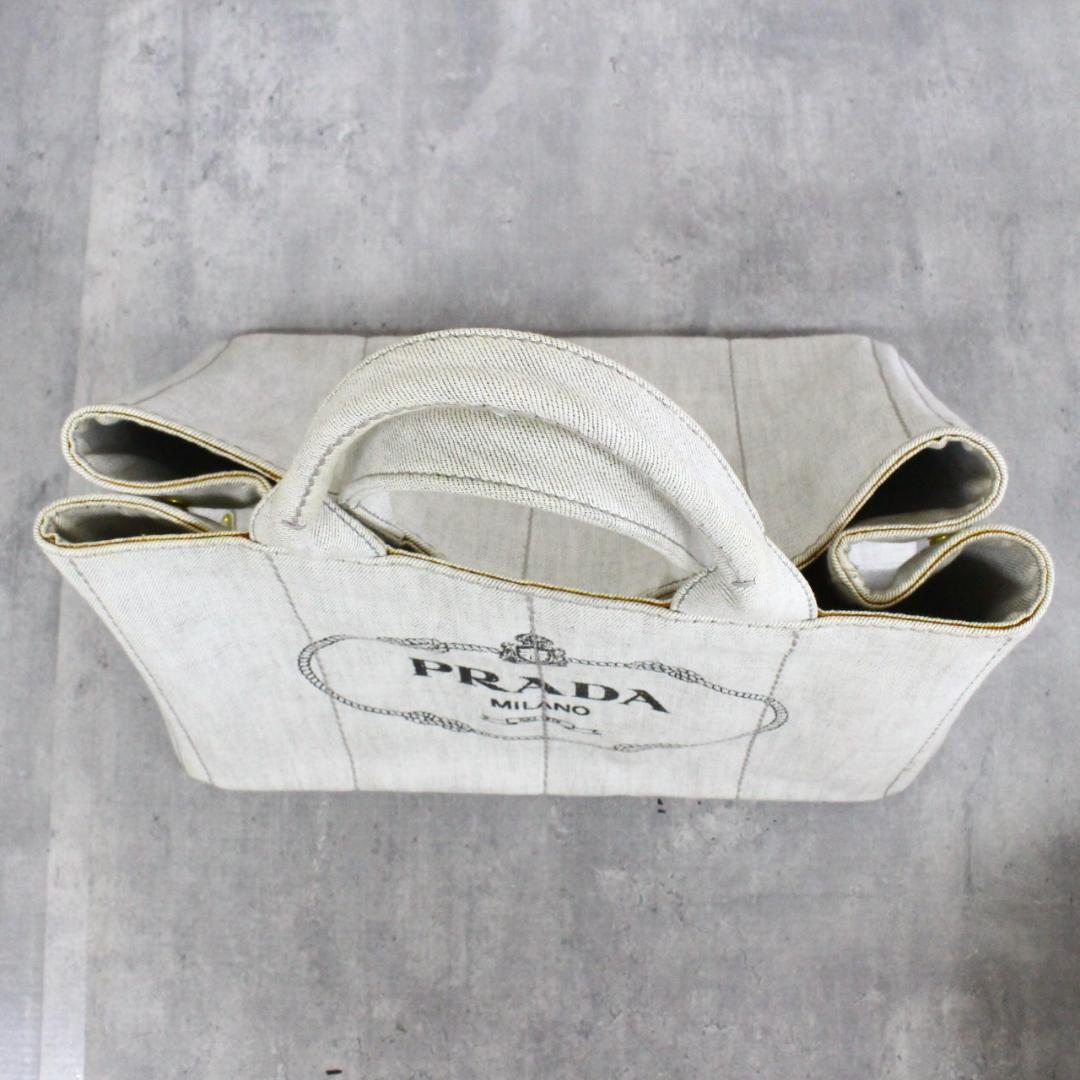 ◇良品 PRADA 2Way ハンドバッグ カナパ デニム ビアンコ Mサイズ