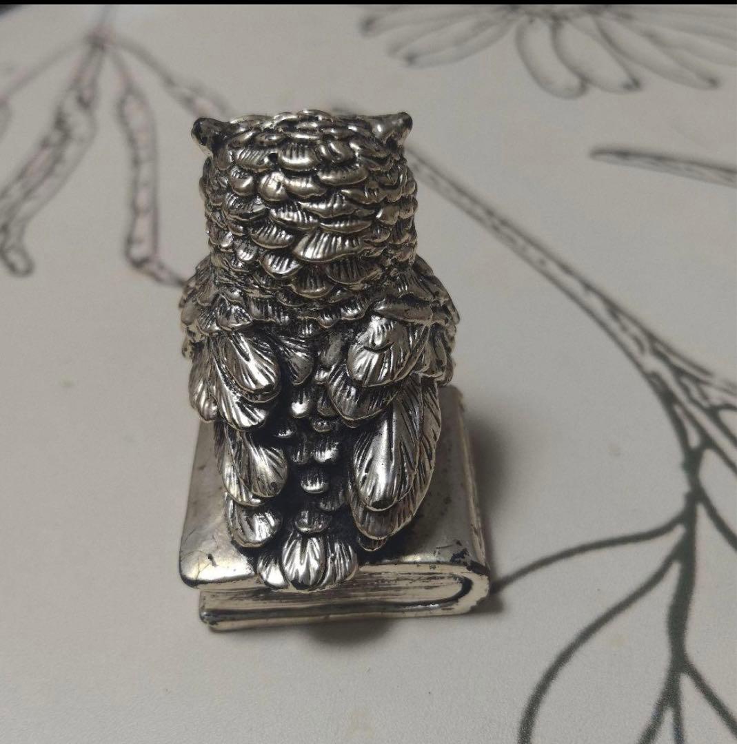 イタリア製・老舗名門　BERNASCONI 純銀（800シルバー）フクロウ置物