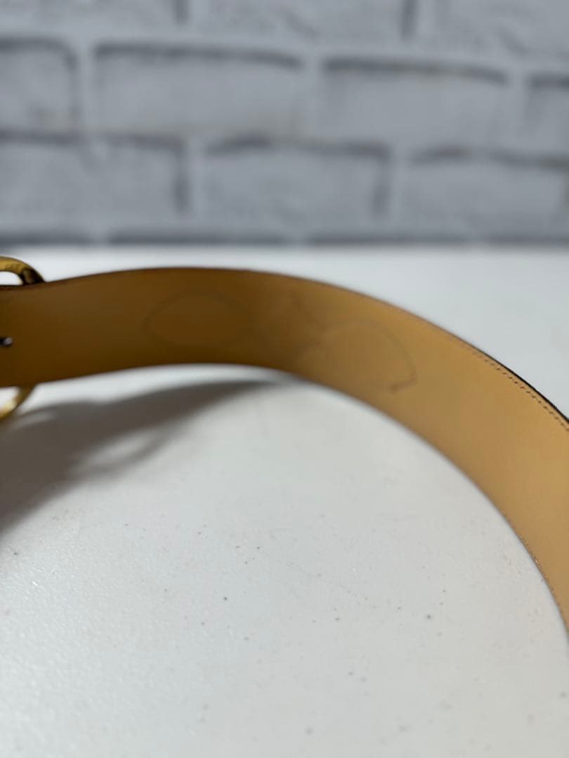 CELINE ベージュ ベルト ゴールドバックル