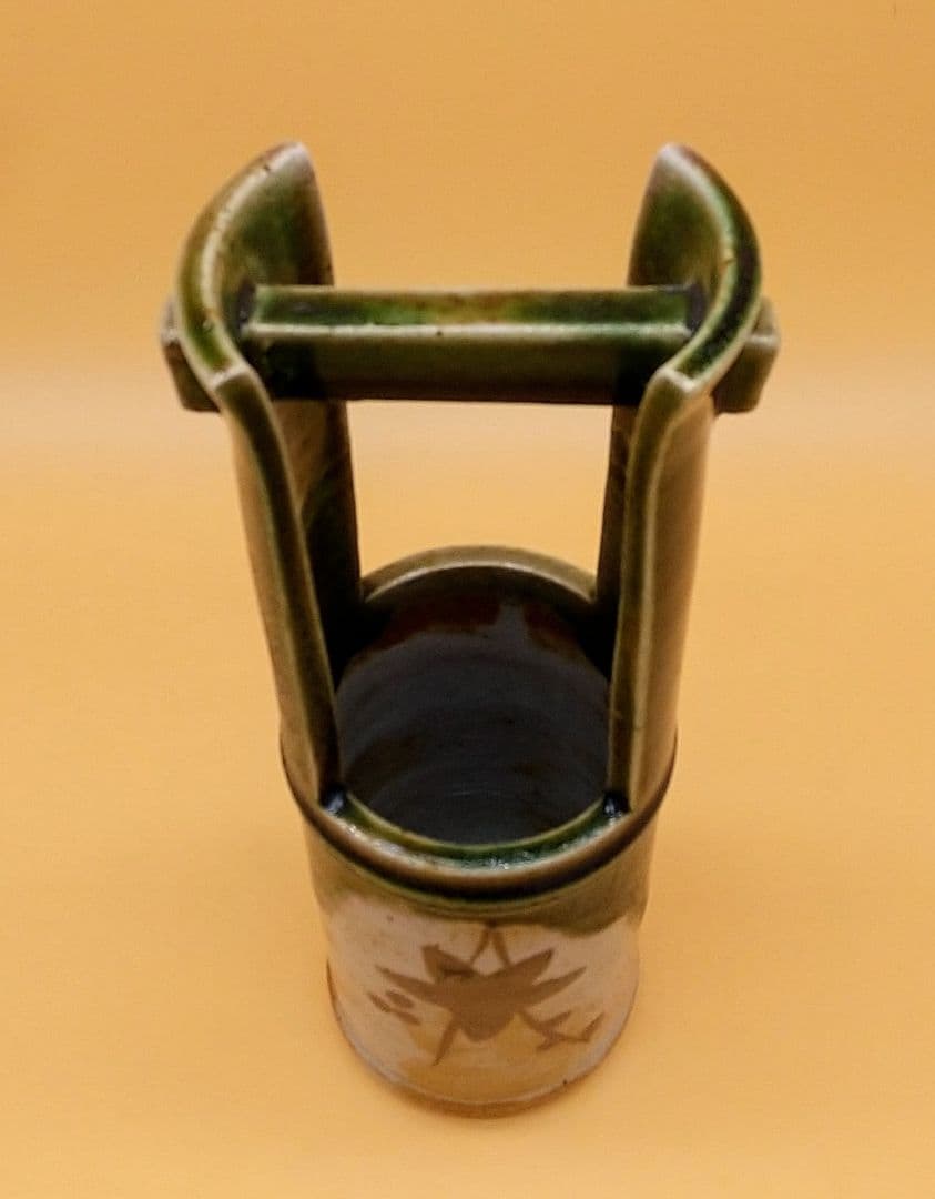 寺田美山 三代 織部焼 花立 手桶