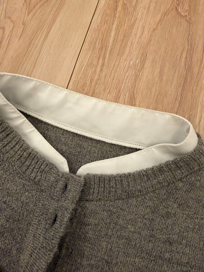 Bibiy 【正規品】リボン付きグレーのニットカーディガン