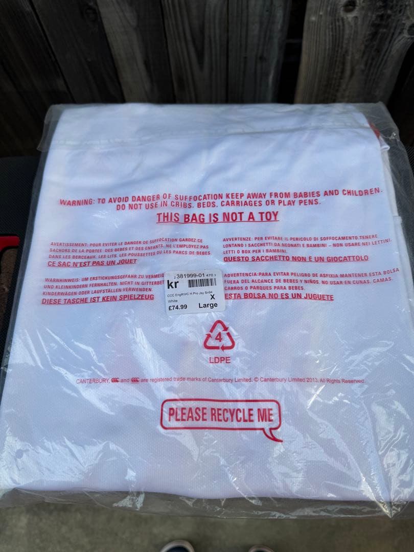 ラグビーW杯 2019 日本大会 イングランド代表 ジャージ XL