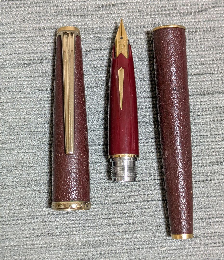 プラチナ 革巻万年筆 2本セット 18Kペン先