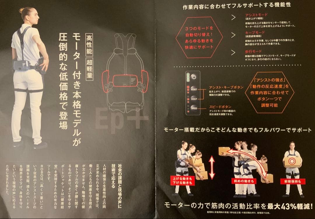 高性能・電動アシストスーツSUPPORT JACKET Ep +ROBO 4