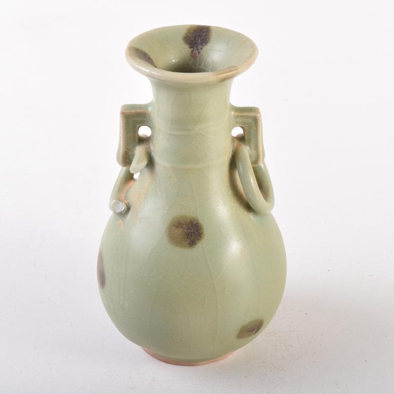 中国　龍泉窯　青磁　双耳不遊環瓶　C　6986