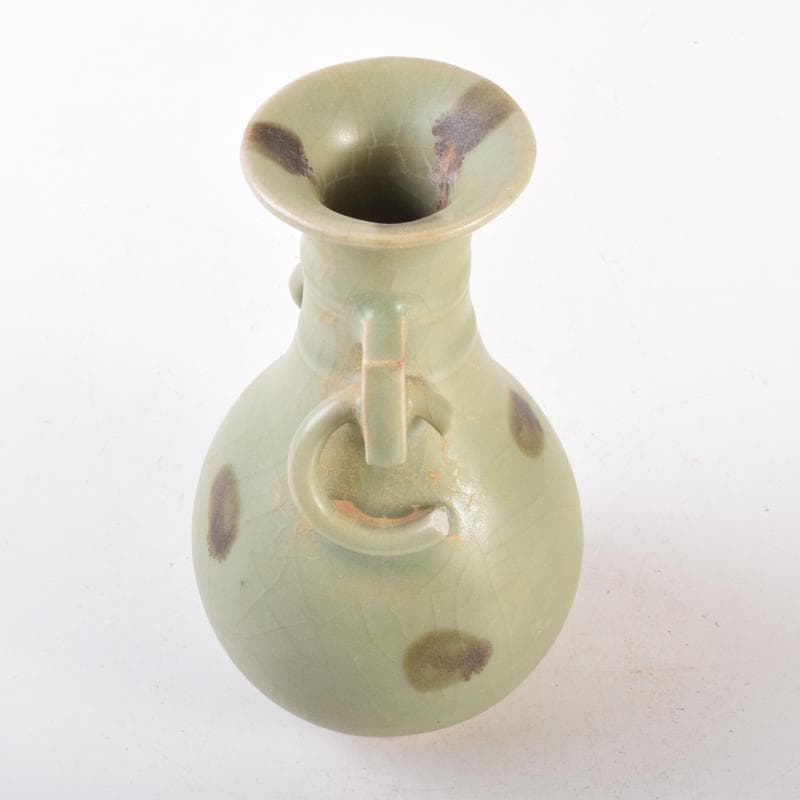 中国　龍泉窯　青磁　双耳不遊環瓶　C　6986