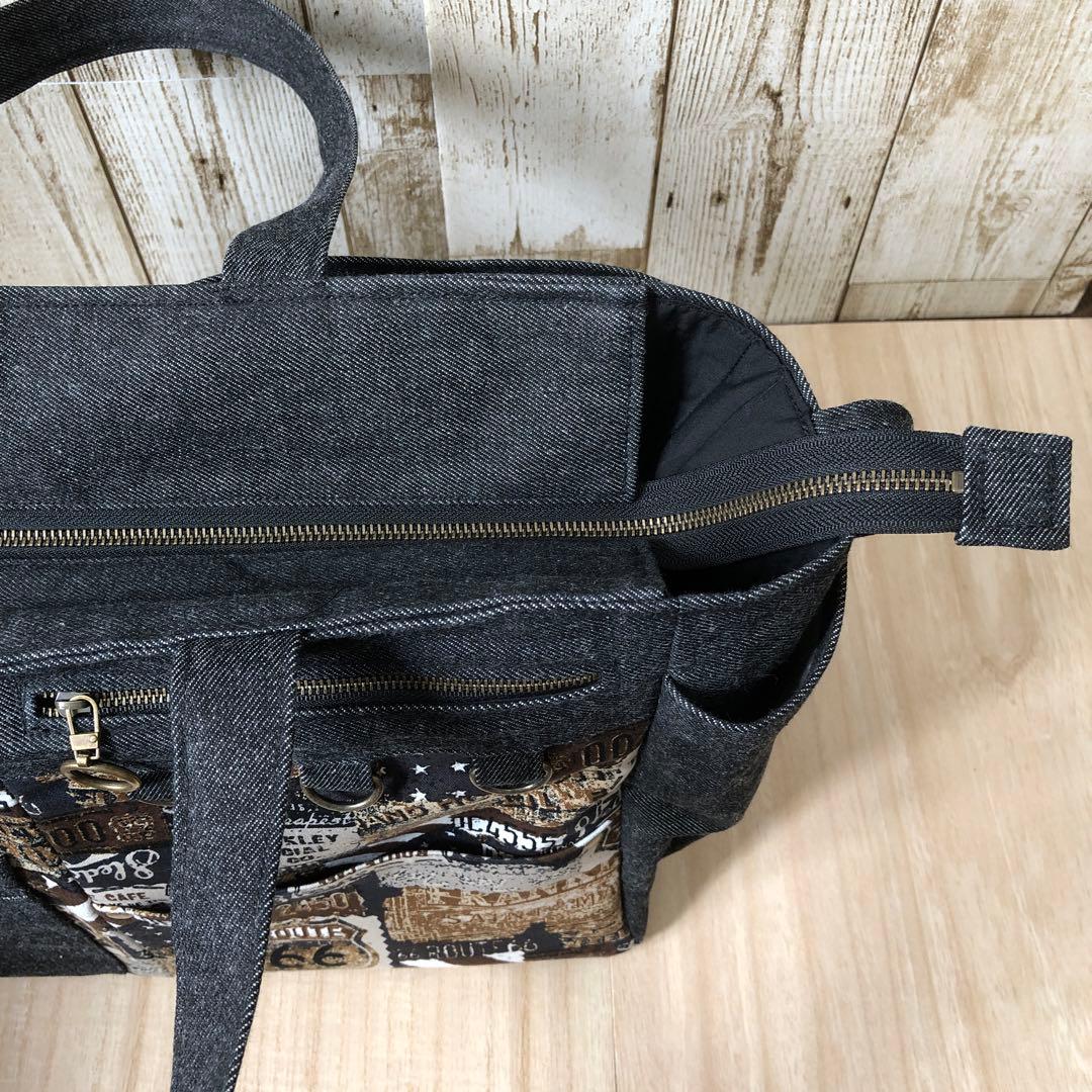 ひめ　トートバッグ　ハンドメイド 2個セット　①黒×AG②黒×S