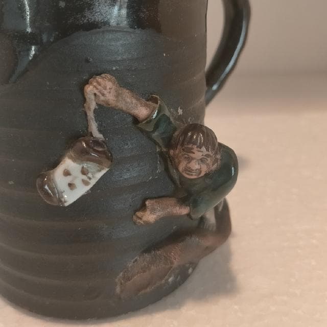 希少 里帰り 隅田焼 井上良斎 高浮彫 カップ アンティーク