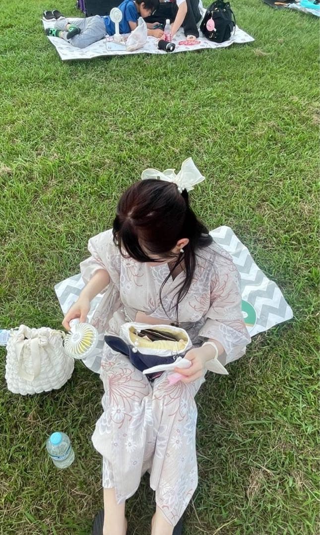 花柄白色浴衣・帯セット