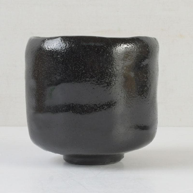 茶道具　伊東陶山造　黒楽筒茶碗　共布共箱　V　9847