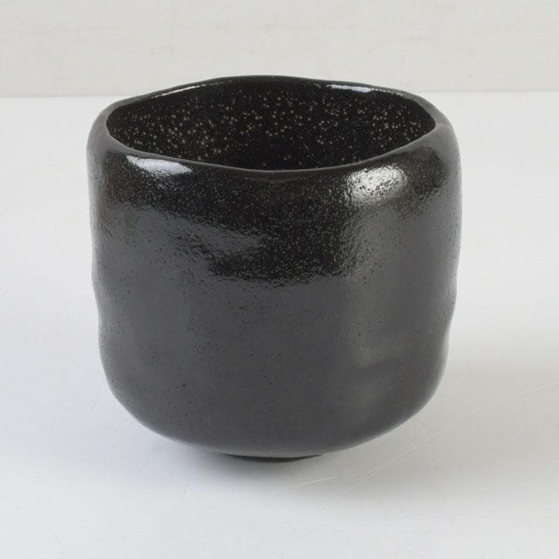 茶道具　伊東陶山造　黒楽筒茶碗　共布共箱　V　9847