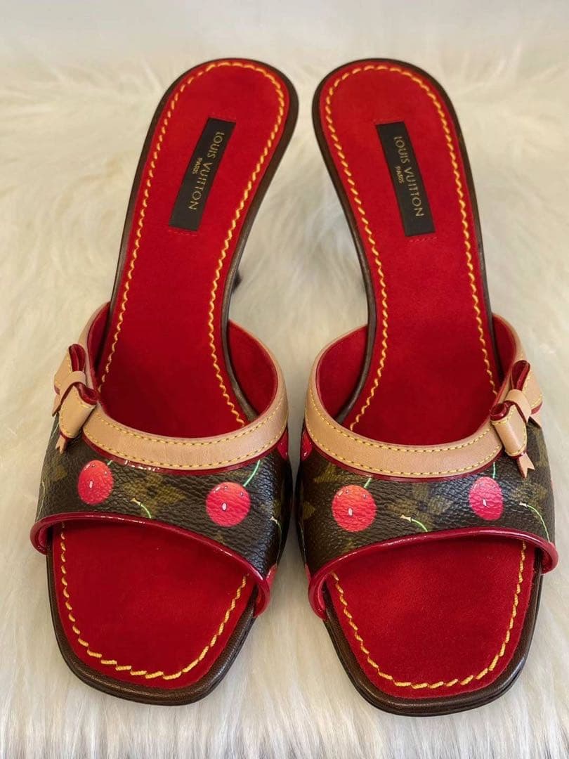 ルイヴィトン 村上隆　チェリー　ミュール モノグラム ほぼ未使用　36