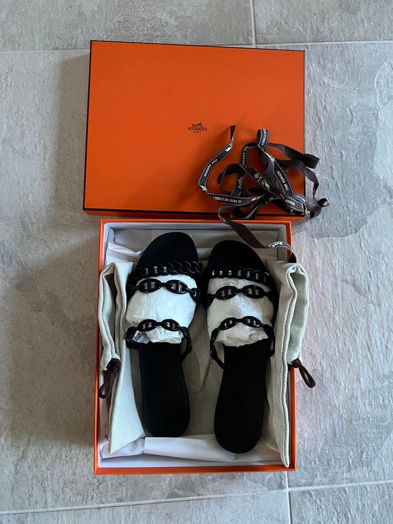 エルメス　ラバーサンダル　シェーヌダンクル　ビーチサンダル　38サイズ