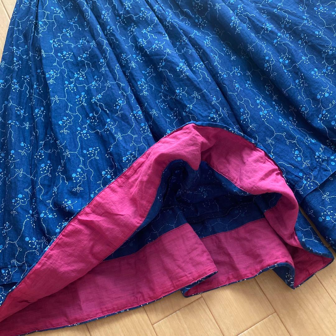 ネストローブnest Robe＊リネン ティーフラワープリントワイドパンツ