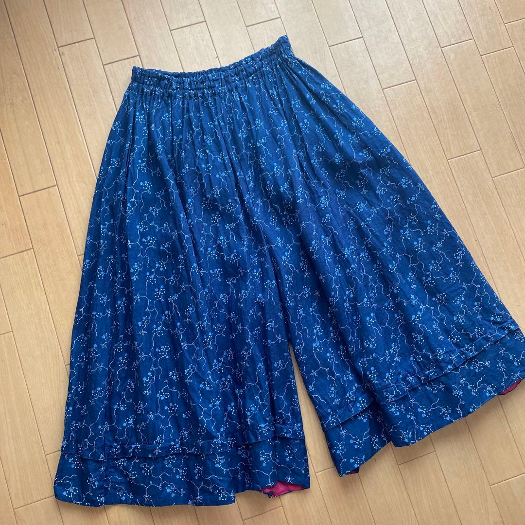 ネストローブnest Robe＊リネン ティーフラワープリントワイドパンツ