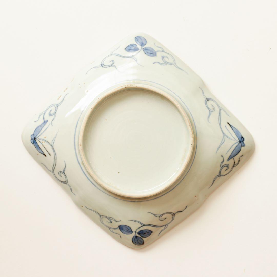 古伊万里　伊万里　テッセン　鉄線　変形　皿　2客セット　金継ぎ　材料　染付