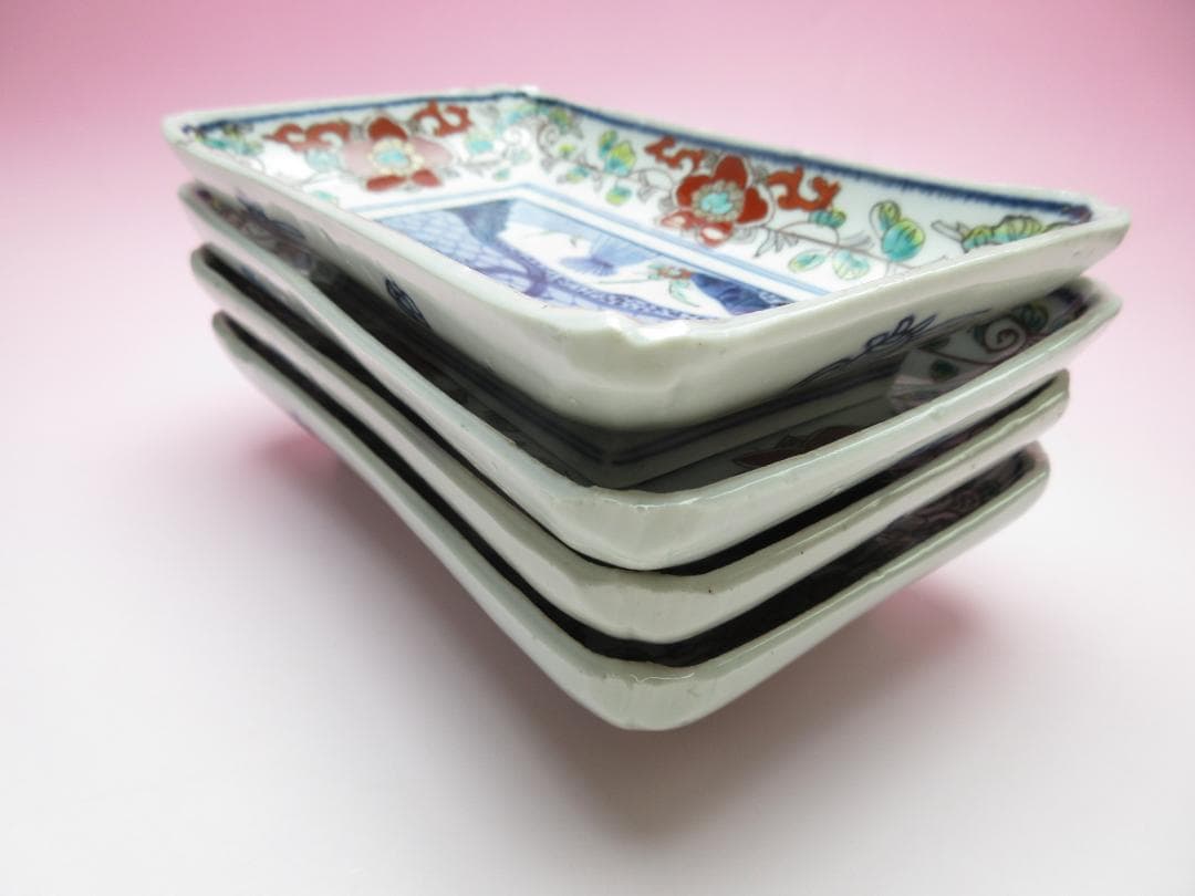 アンティーク 染錦 花紋 長皿 8客 MO70720