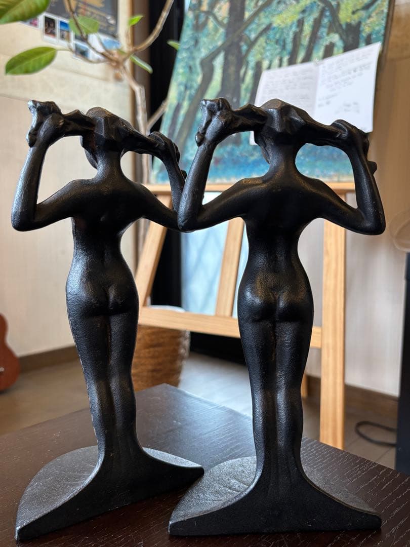 ブックエンド 滝錬太郎 \"姉妹像 マチ\" 南部鉄器 アイアン 鋳物