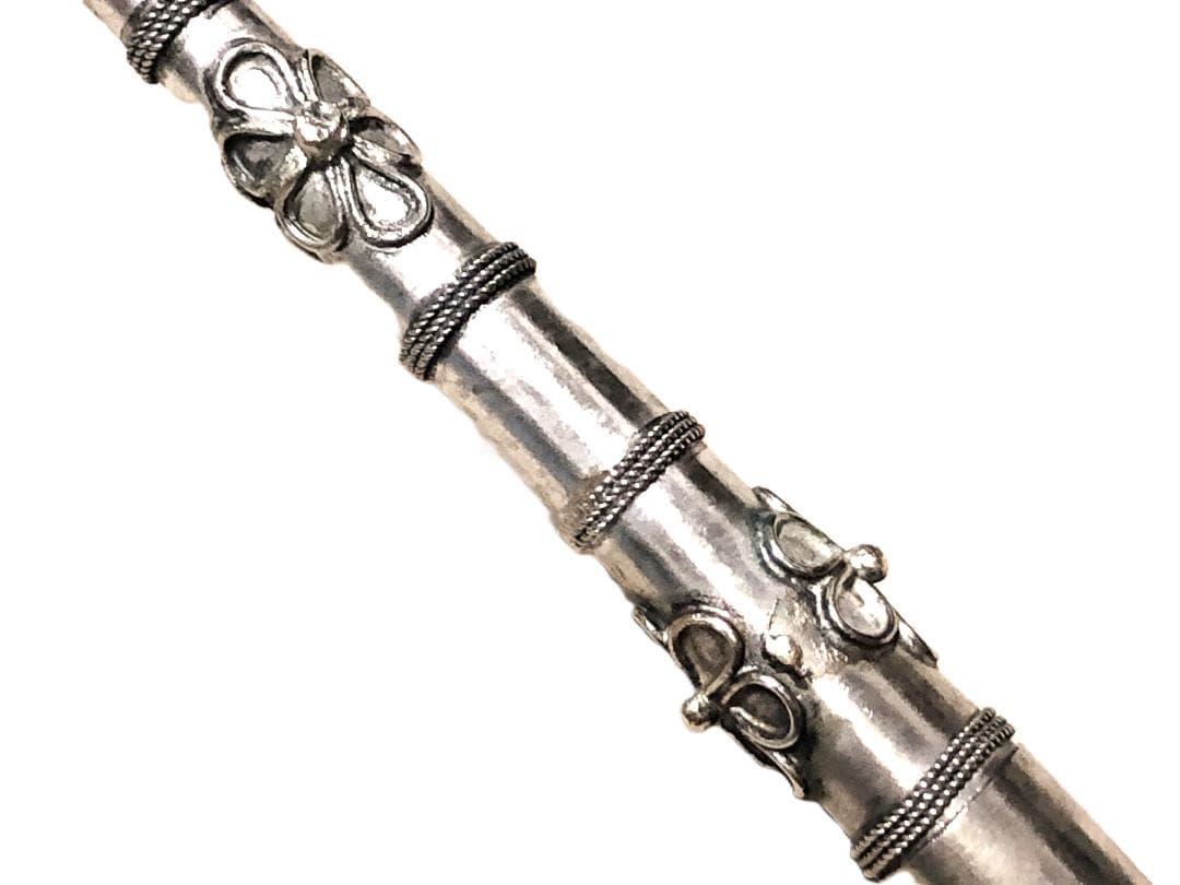 【 シルバー彫金パイプ 】　古美術・阿片煙管　タイ骨董