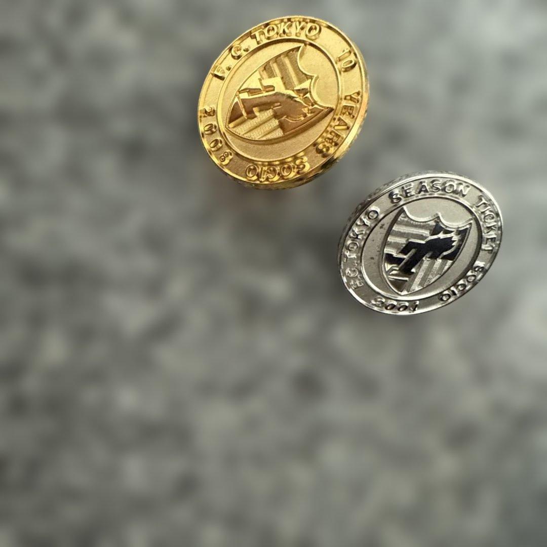 希少 純銀 金張 FC東京 ピンバッジ セット 金 銀製 サッカー 記念品