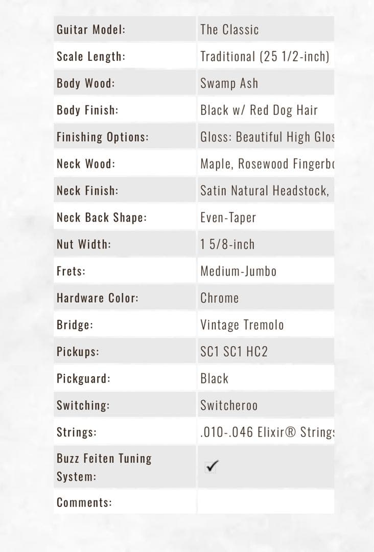 ギター Tom Anderson The Classic Dog Hair