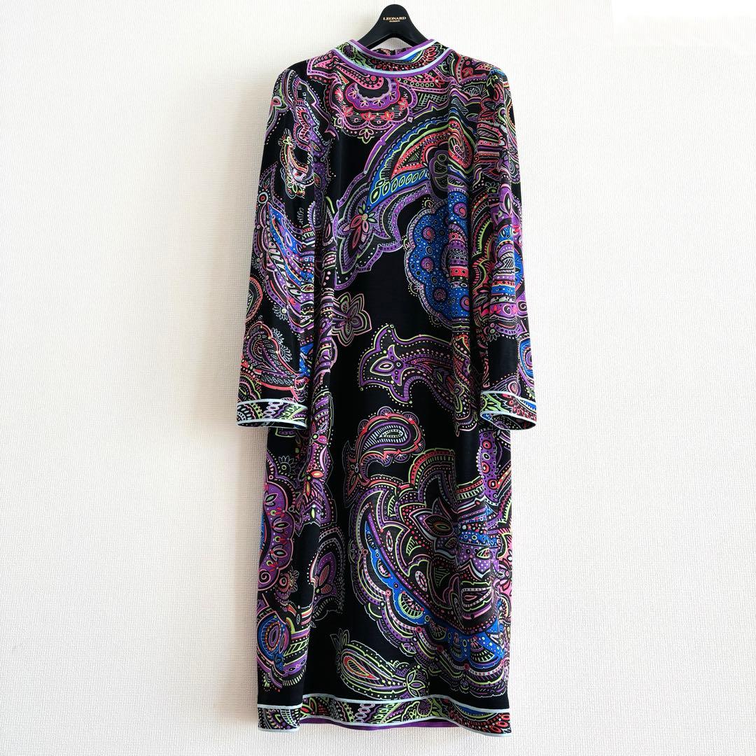 週末お値下★カタログ掲載★LEONARD★ ウールペイズリー柄ワンピース40