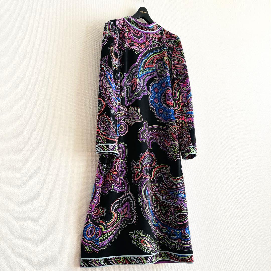 週末お値下★カタログ掲載★LEONARD★ ウールペイズリー柄ワンピース40