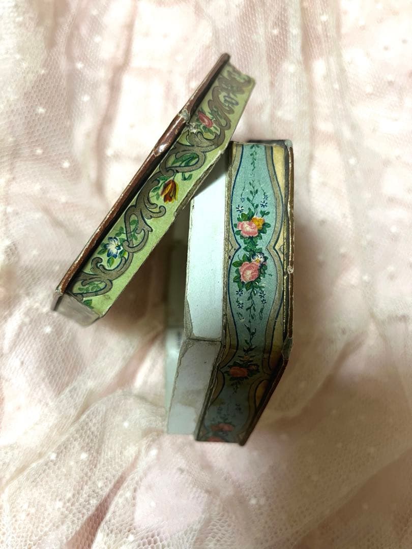 お値下げ　レア　アンティーク　カルトナージュ　花柄　オクタゴン