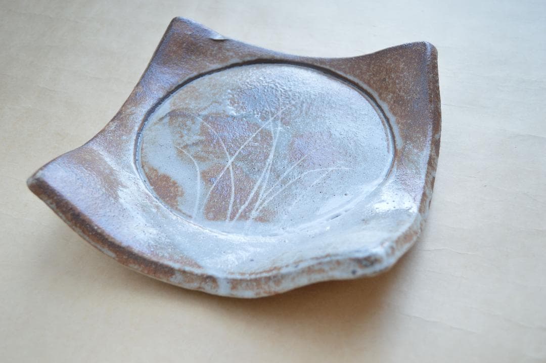 魯山人写　北大路魯山人 志野秋艸文四方平向 魯卿 ロ散人