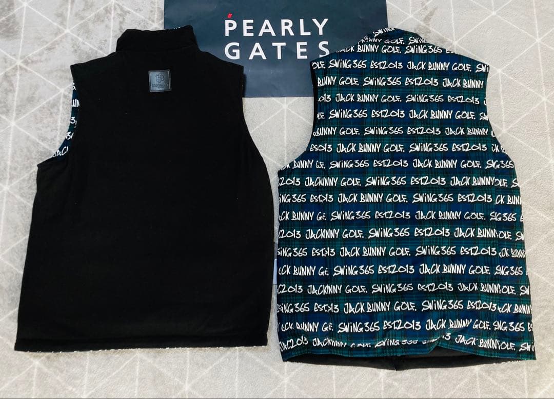 新品 パーリーゲイツ ジャックバニー リバーシブル中綿ベスト(6)サイズLL/紺