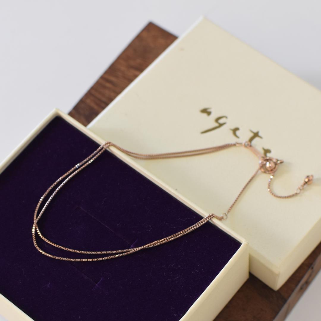 ◇agete◇アガット　アンクレット　Ｋ10　2連　ベネチアンチェーン