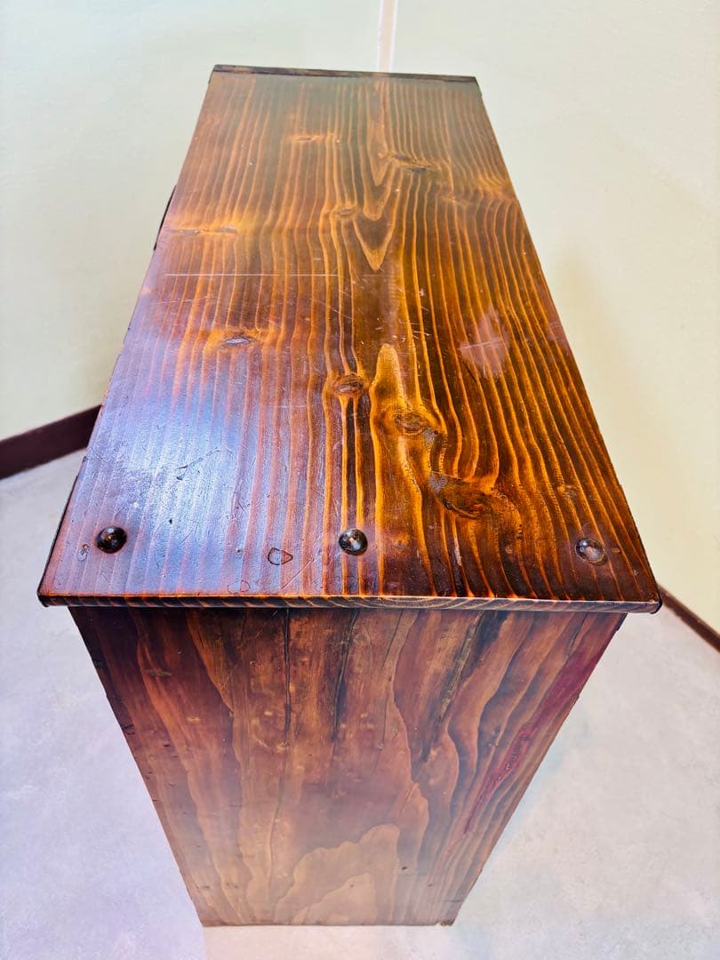 時代 帳場箪笥 【両面仕様】車箪笥 鍵付き 和モダン 古家具【鍵付き】