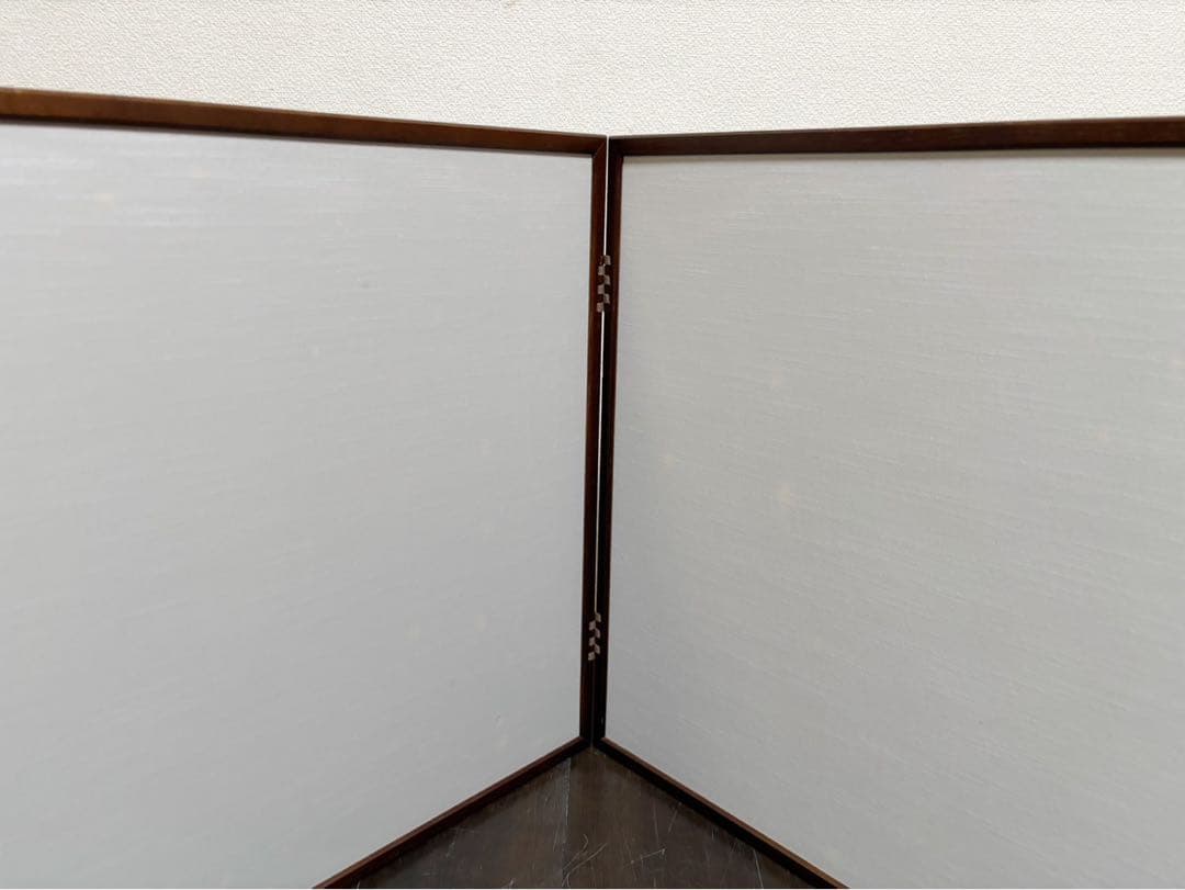 ほぼ未使用 茶道具 女桑 無地 風炉先屏風 両面使い 炉風炉兼用 二つ折り 紙箱