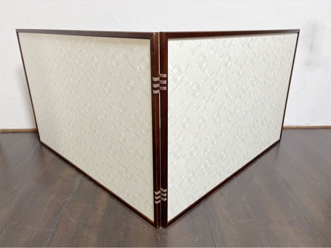 ほぼ未使用 茶道具 女桑 無地 風炉先屏風 両面使い 炉風炉兼用 二つ折り 紙箱