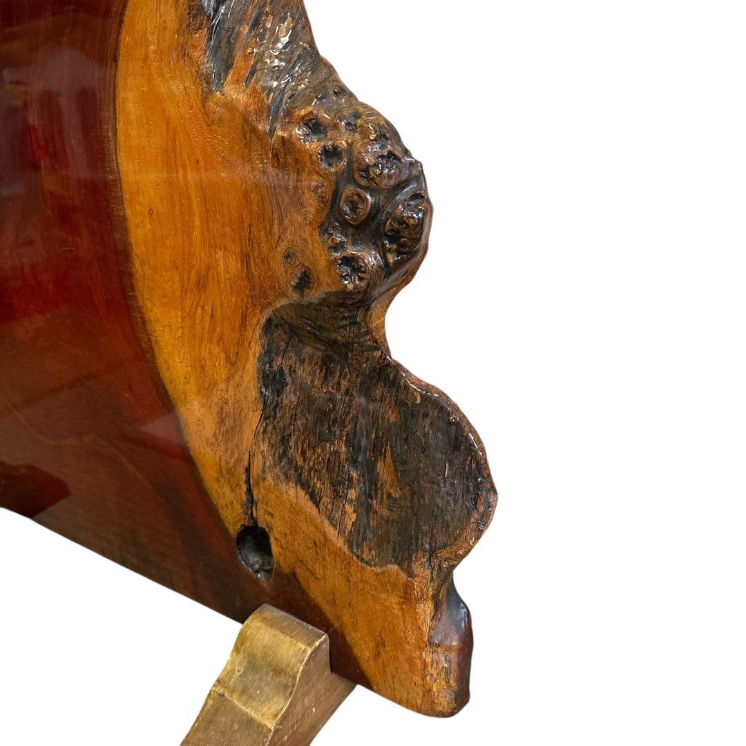 天然木 花梨　無垢材 一枚板 置物 オブジェ 飾り板 台座付き